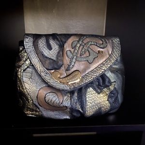 Patchwork Crossbody Bag Alentino NAS 80s 90s Faux Leather Metallics